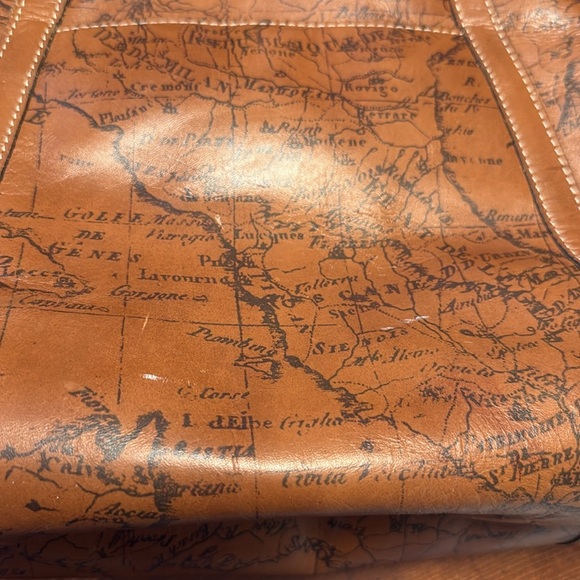 Patricia Nash Benvenuto Signature Map Print Brown Leather Tote Bag Purse - Picture 4 of 7